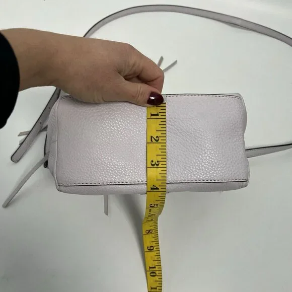 Rebecca Minkoff Purse Micro Moto Satchel Leather Fringe Crossbody Off White - Picture 13 of 15